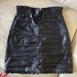 Black leather skirt